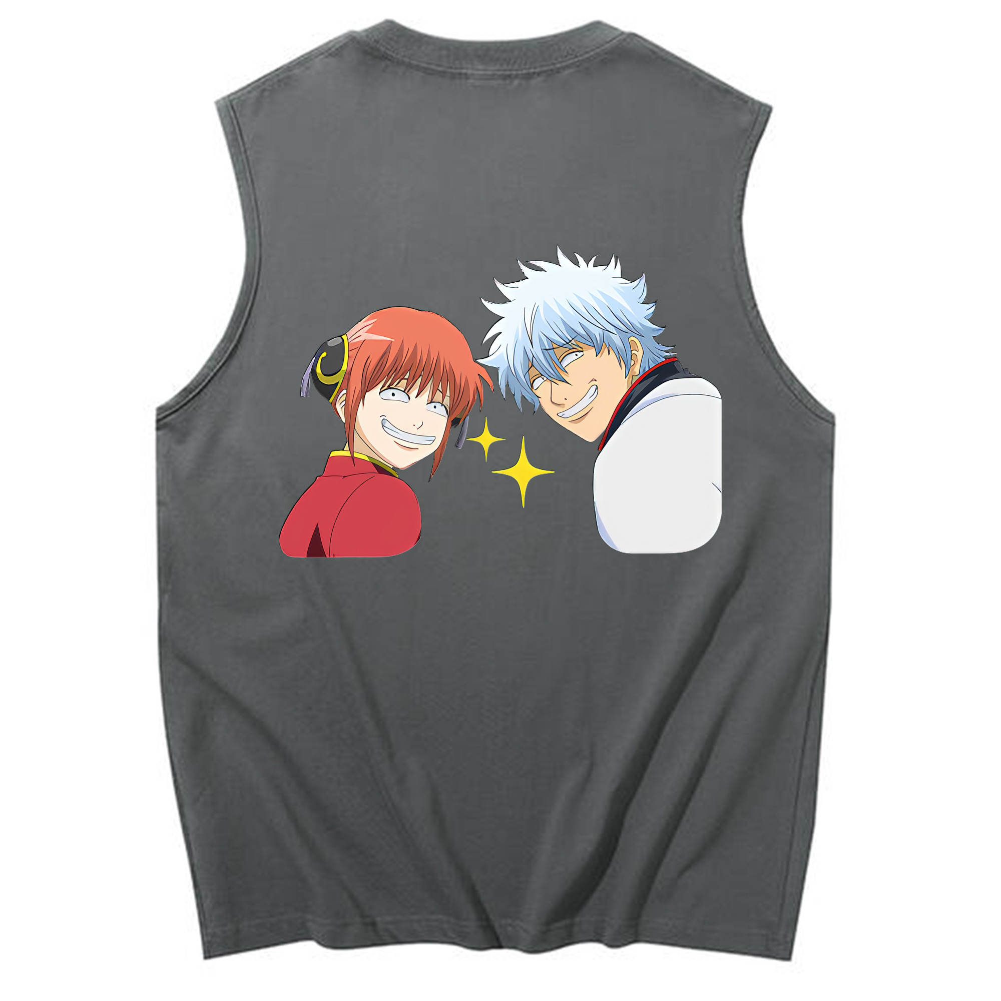 （画像用） ぎんたま 坂田銀時（さかたぎんとき） 神楽 志村新八（しむら しんぱち） GINTAMA Sakata Gintoki Kagura Shimura Shinpachi コットン100％タンクトップ（背面プリント）
